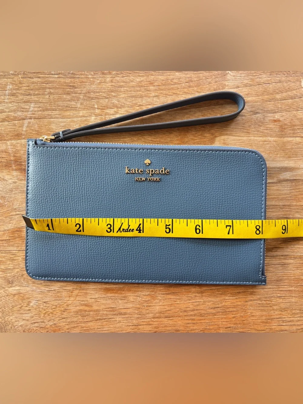 Kate Spade Lucy Refined Grain Leather Zip Wristlet Bluestone
